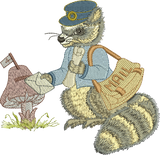 Raccoon - Robbie the Postman Embroidery Motif - 28 by Sue Box