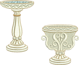 Bird Bath B and Garden Pot Embroidery Motif - 29 by Sue Box