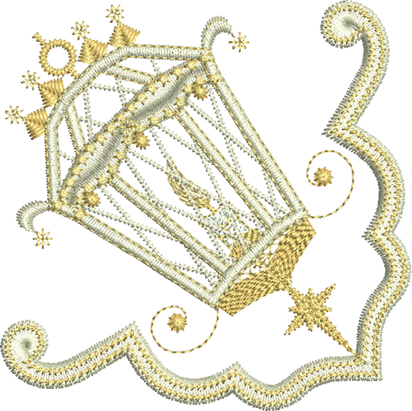 Christmas Lantern Corner Embroidery Motif - 29 by Sue Box
