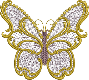 Old Gold Butterfly Embroidery Motif - 29 by Sue Box