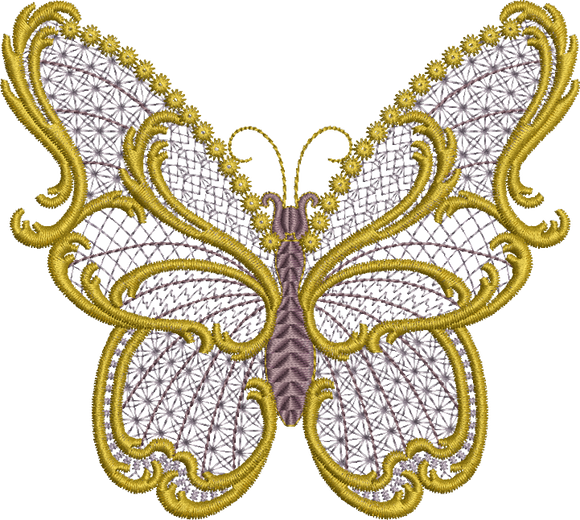 Old Gold Butterfly Embroidery Motif - 29 by Sue Box