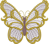 Old Gold Butterfly Embroidery Motif - 29 by Sue Box