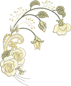 Rose Spray Flower Embroidery Motif - 29 by Sue Box