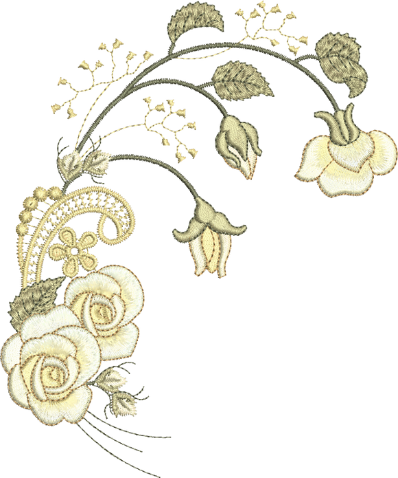 Rose Spray Flower Embroidery Motif - 29 by Sue Box