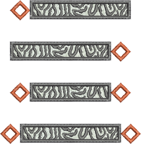Zebra Borders A,B,D & E Embroidery Motifs - 29 - Zoo Babies by Sue Box