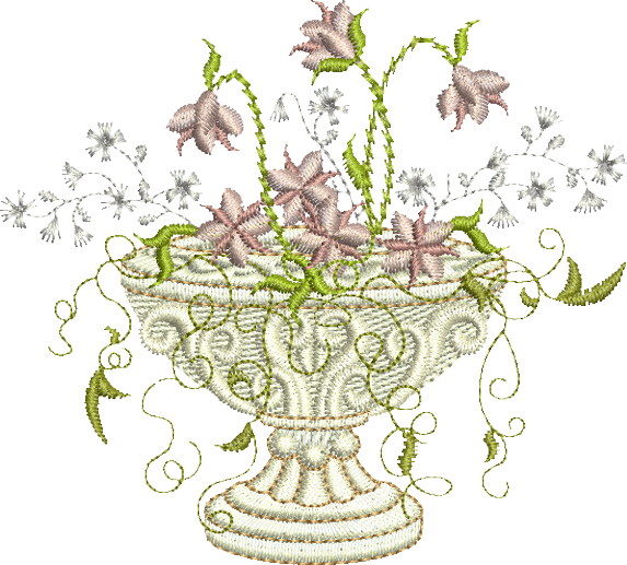 Flower Urn Embroidery Motif - 30 by Sue Box