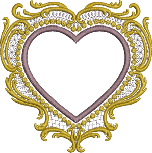 Old Gold Heart Embroidery Motif - 30 by Sue Box