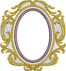 Old Gold Oval Embroidery Motif - 31 by Sue Box