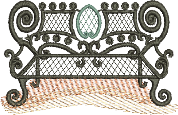 Wrought Iron Seat Embroidery Motif - 31 by Sue Box