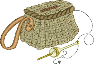 Fishing Basket Embroidery Motif - 32 by Sue Box