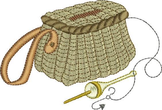 Fishing Basket Embroidery Motif - 32 by Sue Box