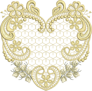 Golden Heart Embroidery Motif - 32 by Sue Box