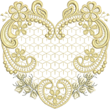 Golden Heart Embroidery Motif - 32 by Sue Box