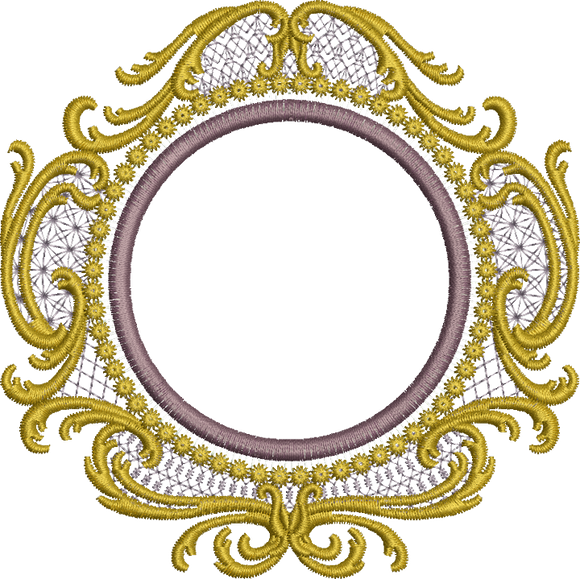 Old Gold Circle Embroidery Motif - 32 by Sue Box