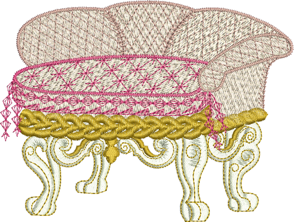 Love Seat Embroidery Motif - 32 -  A Romantic Era - by Sue Box