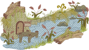 Brook Wilderness Scene Embroidery Motif - 33 by Sue Box
