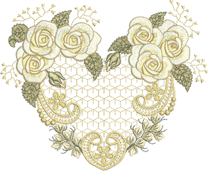 Rose Heart Flower Embroidery Motif - 33 by Sue Box