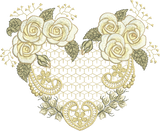Rose Heart Flower Embroidery Motif - 33 by Sue Box