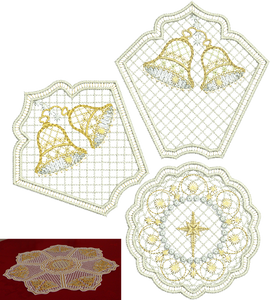 Christmas Bells Doily Set Embroidery Motif - 34 by Sue Box