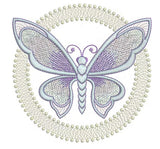 Art Nouveau Circle and Butterfly Embroidery Motif - 02 - by Sue Box