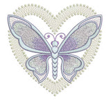 Art Nouveau Heart and Butterfly Embroidery Motif - 07 - by Sue Box