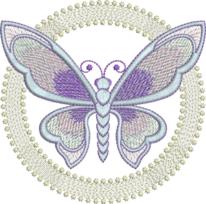 Art Nouveau Circle and Butterfly Embroidery Motif - 02 - by Sue Box