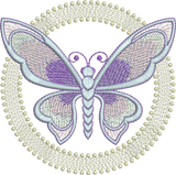 Art Nouveau Circle and Butterfly Embroidery Motif - 02 - by Sue Box