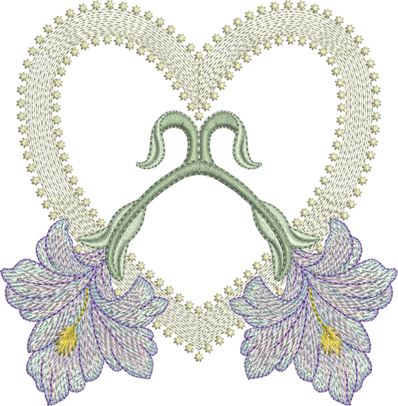 Art Nouveau Flower Machine Embroidery Motif - 03 - by Sue Box