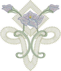 Art Nouveau Flower Machine Embroidery Motif - 04 - by Sue Box