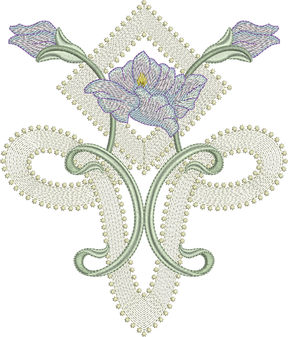 Art Nouveau Flower Machine Embroidery Motif - 04 - by Sue Box