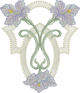 Art Nouveau Flower Machine Embroidery Motif - 05 - by Sue Box