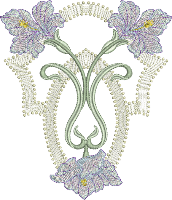 Art Nouveau Flower Machine Embroidery Motif - 05 - by Sue Box