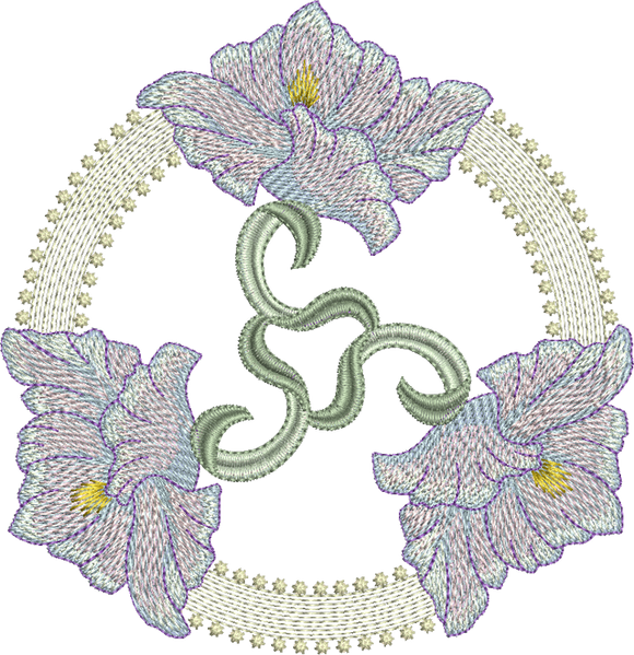 Art Nouveau Flower Machine Embroidery Motif - 06 - by Sue Box