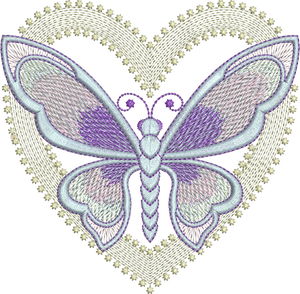 Art Nouveau Heart and Butterfly Embroidery Motif - 07 - by Sue Box