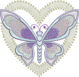 Art Nouveau Heart and Butterfly Embroidery Motif - 07 - by Sue Box
