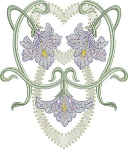 Art Nouveau Flower Machine Embroidery Motif - 08 - by Sue Box