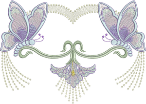 Art Nouveau Flower and Butterfly Embroidery Motif - 10 - by Sue Box