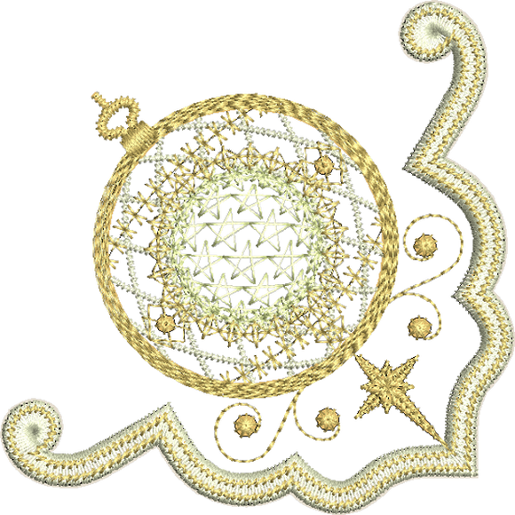 Christmas Decoration Bauble Corner Embroidery Motif by Sue Box