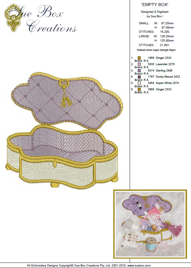 Empty Sewing Box Embroidery Motif -12 by Sue Box – Sue Box Creations