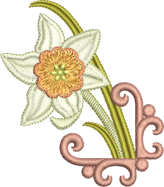 Daffodil Embroidery Motif 4 by Sue Box