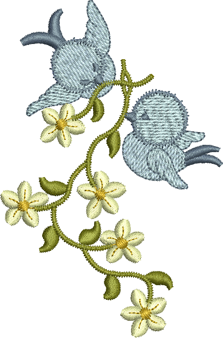 Bluebird Daisy Chain Embroidery Motif by Sue Box