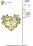 Love Heart and Flowers Embroidery Motif - 20 by Sue Box