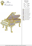 Grand Piano Embroidery Motif - 23 by Sue Box