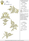 Flower Applique 4 Design Set Embroidery Motif - 15 by Sue Box