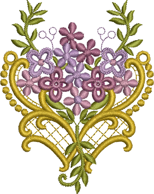 Floral Bouquet Embroidery Motif by Sue Box