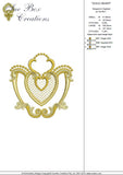 Gold Heart Embroidery Motif - 05 - Golden Classic - by Sue Box