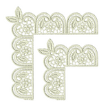 Lace Peridot Border Corners Embroidery Motif - 15 by Sue Box