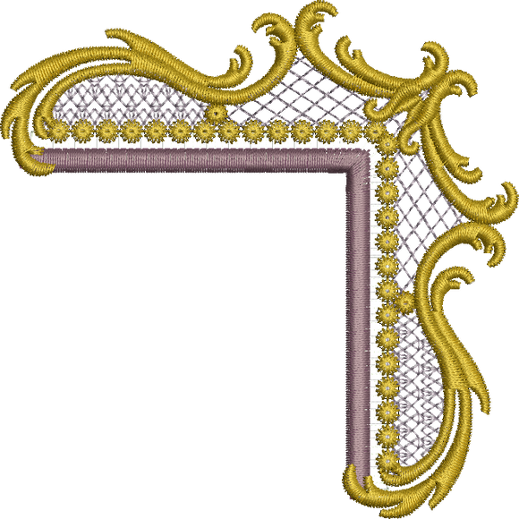 Gold Corner Embroidery Motif by Sue Box