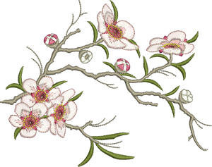 Tea Tree Branch and Flowers Embroidery Motif - Natures Pals by Sue Box