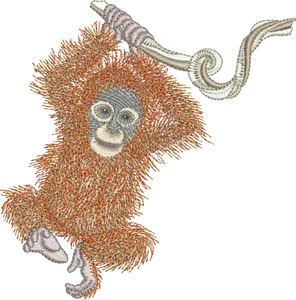 Orangutan Baby Ape Embroidery Motif - 02 - Zoo Babies by Sue Box -